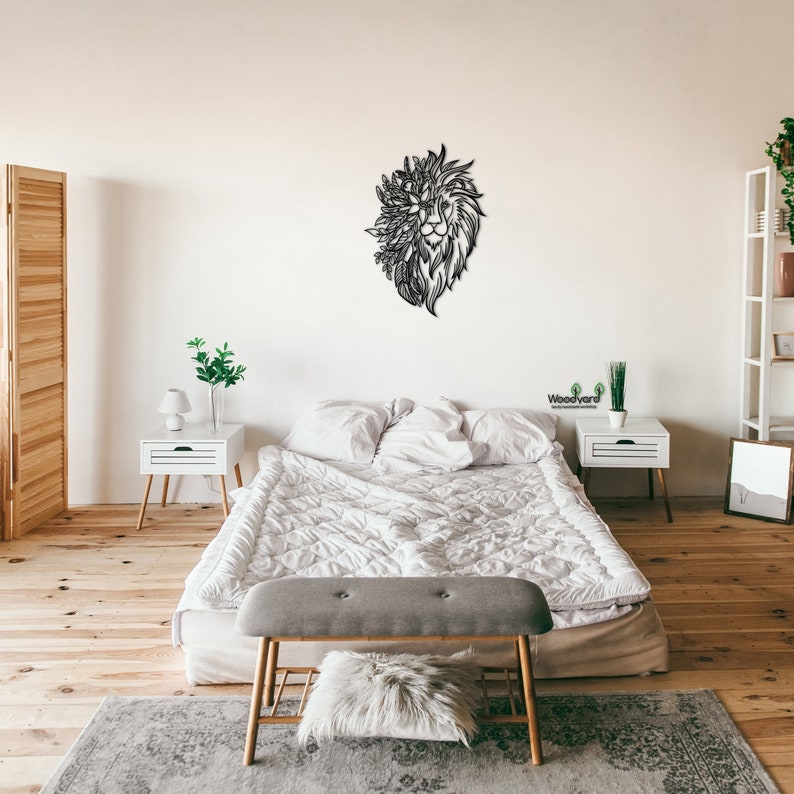 Wooden Lion Head Wall Decor Etsy