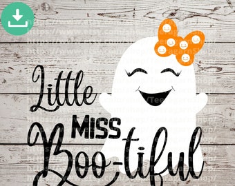 Little Miss Bootiful Ghost SVG, Girl Halloween Design (Digital Download)