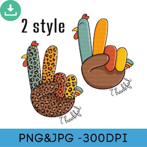 2 style Peace Sign Turkey PNG file, Thanksgiving sublimation file, Gigital Download, printable, clip art, digital image Thanksgiving PNG&JPG
