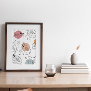 Apricot Line Art, Digital Print Download - Printable for Gallery Wall, Bedroom Wall, Office Wall, Living Room Wall, Kids Bedroom Wall