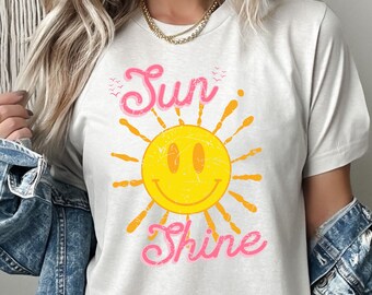 summer sun shirt, smiling sun shine retro shirt, family vacation, beach shirt, summer shirt, spring break shirt, groovy summer, retro summer