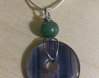 Splendida collana di fluorite e giada