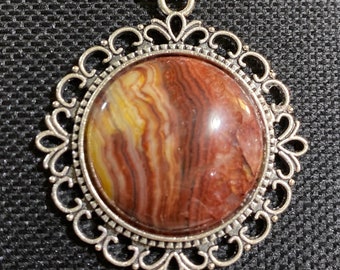 Stunning Mexican Crazy Lace Agate Pendant. One of a kind and unique.