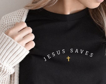 Camisetas cristianas con gráficos geniales de Jesús salva, ropa cristiana, camiseta de Jesús salva, para mujeres y hombres, camisetas geniales de Jesús con cruz