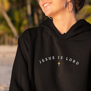 Jesus é Senhor Moletom com capuz cristão legal| Moletons cristãos Jesus é Senhor| Vestuário cristão| Moletom com capuz legal Jesus| Mulheres e homens