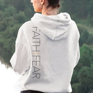 Fé sobre o medo Moletons unissex com estampas cristãs legais, Moletom cristão com estampas cristãs da Faith over Fear, Vestuário cristão, Moletons legais com estampas de Jesus, Mulheres e Homens