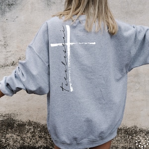 Tetelestai Christian Graphic Sweatshirt with Cross| Church Easter Sweatshirts| Cool Jesus Shirts| Christian Apparel| Christian Clothing