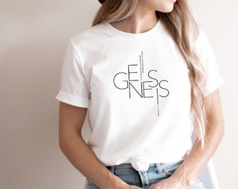 Bible Scripture Cool Christian Shirts, Christian Apparel, Bible Verse TShirt for Women and Men, Cool Jesus Shirts, Bible Tees, Genesis 1:1