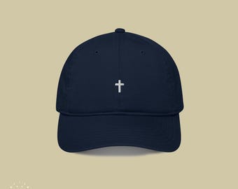 Cross Christian Dad Hat Organic Cotton| Christian Men Baseball Caps| Church Pastor Hat| Cool Jesus Hats| Christian Apparel Gift