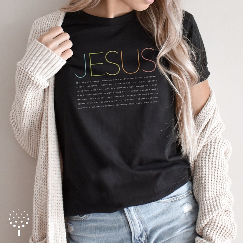 Jesus Isnames of God Typography Graphic Christian Shirts Names of God ...