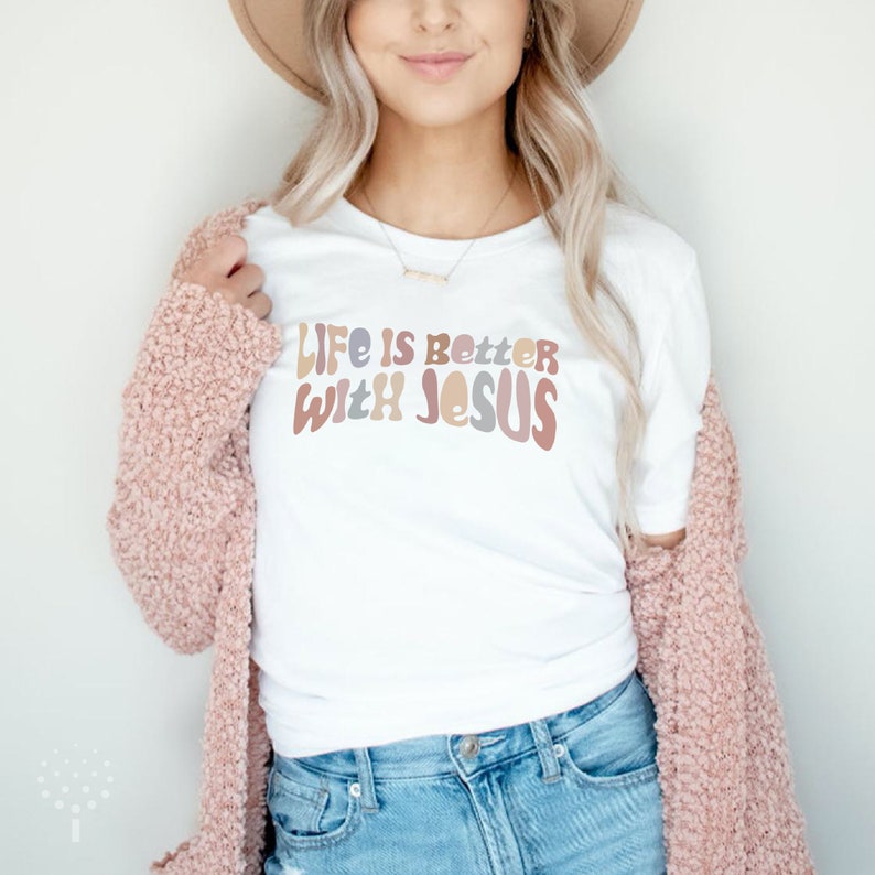 Life is Better With Jesus Shirt Christian Shirts Warped Type - Etsy