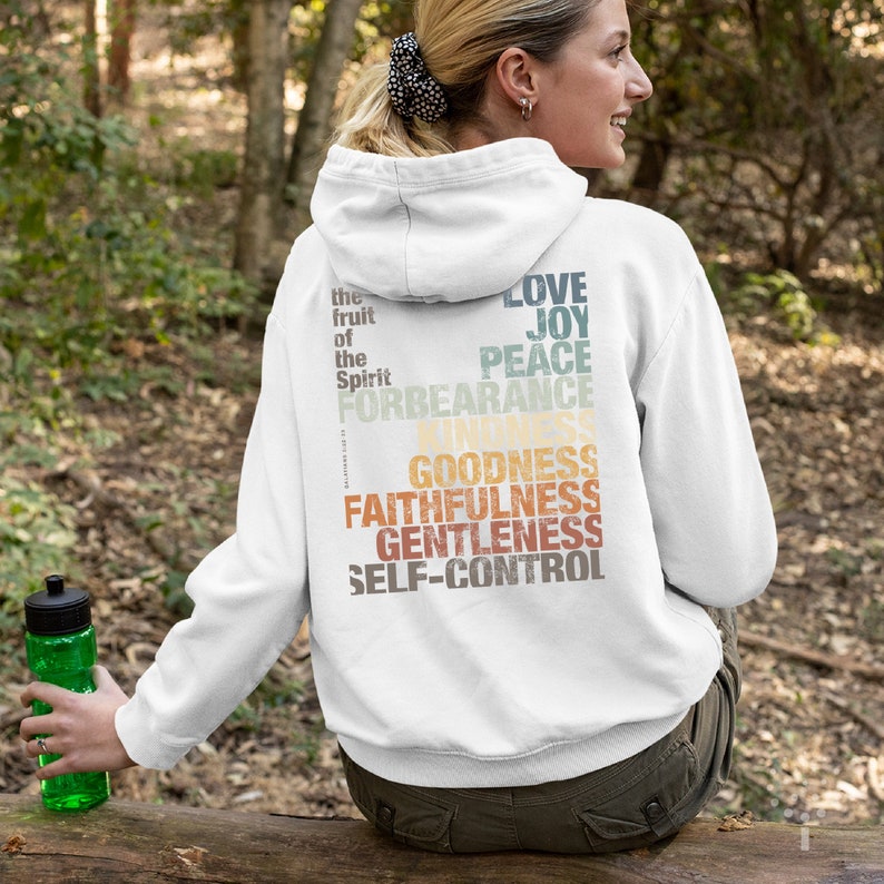 Bible Verse Cool Christian Hoodie, The fruit of the Spirit, Christian Apparel, Scripture Hoodies, Cool Jesus Graphic Tops, Galatians 5:22-23 