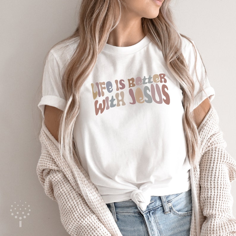 Life is Better With Jesus Shirt Christian Shirts Warped Type - Etsy