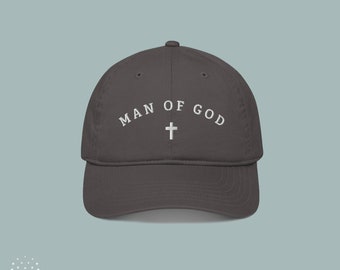 Man of God Christian Classic Dad Hat Organic Cotton| Christian Men Baseball Caps| Church Pastor Hat| Cool Jesus Hats| Christian Apparel Gift