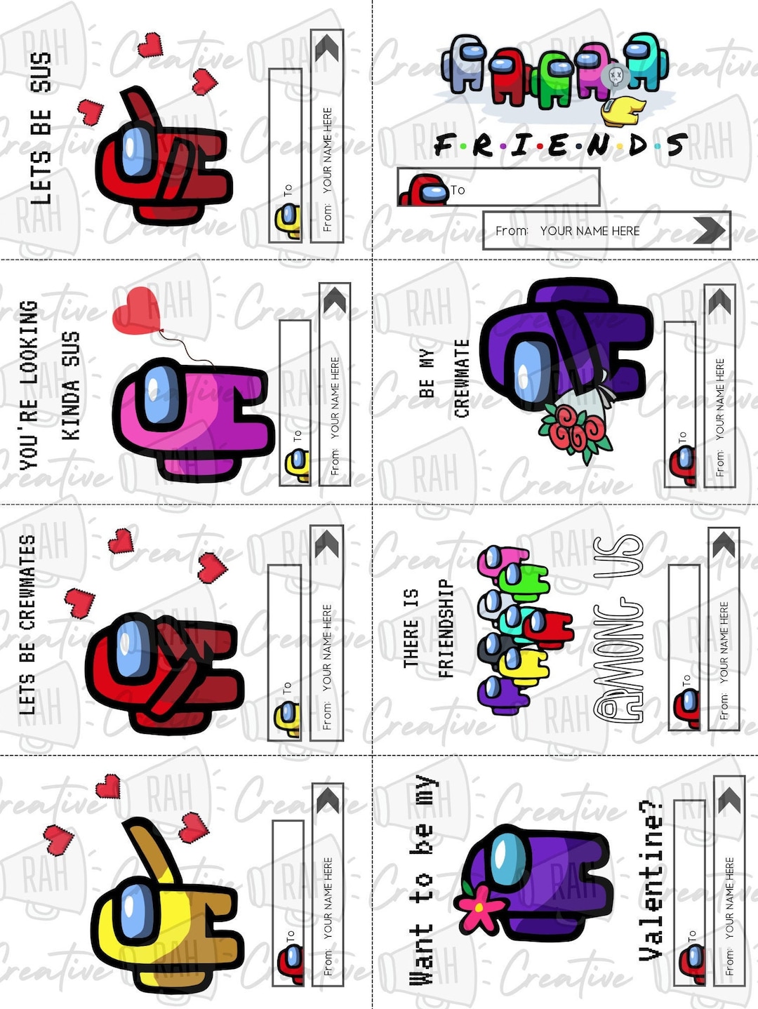 Among Us Valentines PRINTABLE - Etsy
