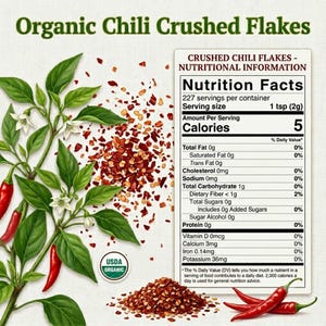 Organic Red Chili Flakes from India | Crushed Red Pepper with Seeds, USDA Certified, Non-GMO | For Pizza, Pasta, Chili Oil & More afbeelding 2