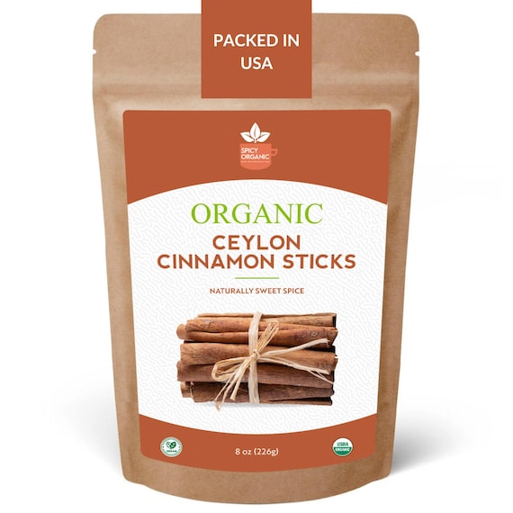 Organic Ceylon Cinnamon Sticks – Sweet, Aromatic Spice for Cooking, Baking, Teas & Crafts – USDA Certified, Non-GMO – Resealable Bag