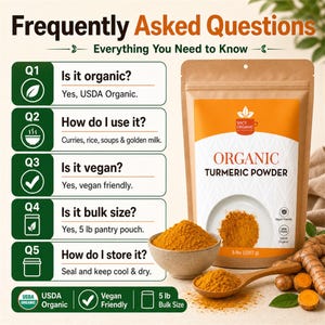 Organic Turmeric Powder from India | USDA Certified, Non-GMO | For Curries, Golden Milk Lattes & Rice | Resealable Kraft Pouch image 9