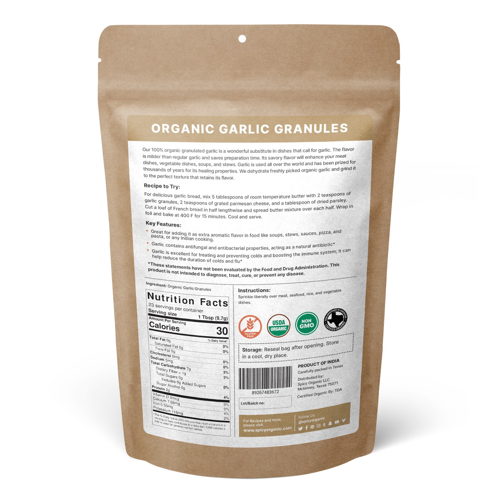 Garlic Granules 100 USDA Organic NonGMO GlutenFree Etsy