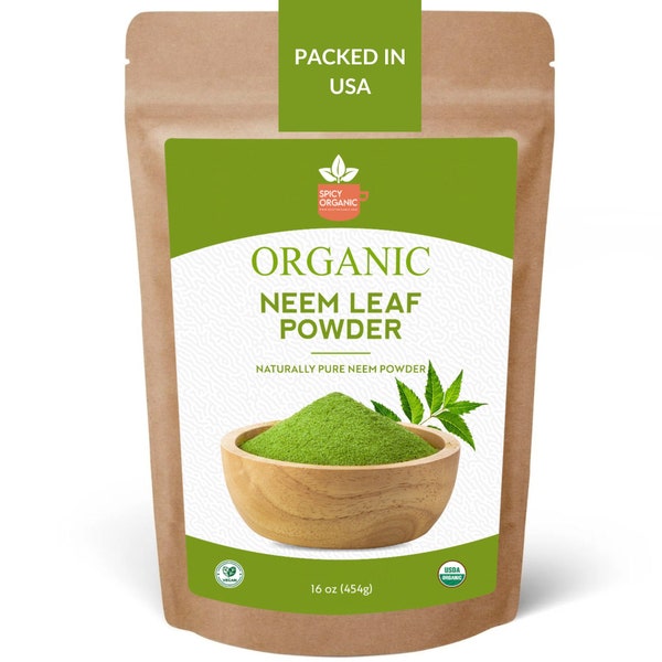 Organic Neem Leaf Powder – Certified USDA Organic Azadirachta Indica - Non-GMO Ayurvedic Herb for Natural Skin Care & Face Pack