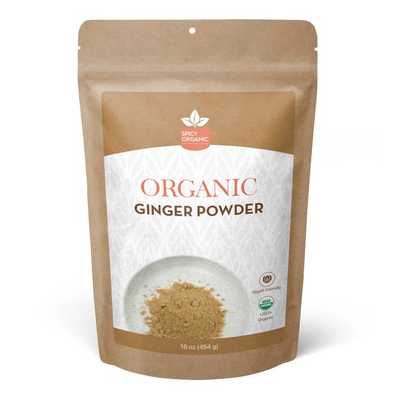 Organic Ginger Powder from India | Ground Adrak, USDA Certified, Non-GMO | For Baking, Chai, Curries & Stir-Fries | Kraft Pouch