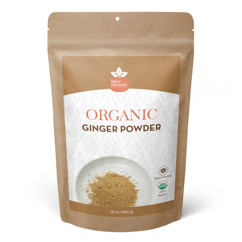 Organic Ginger Powder from India | Ground Adrak, USDA Certified, Non-GMO | For Baking, Chai, Curries & Stir-Fries | Kraft Pouch image 1
