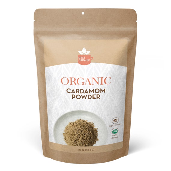Organic Cardamom Powder from Guatemala | Ground Green Elaichi, USDA Certified, Non-GMO | For Chai, Baking, Coffee & Desserts | Pouch