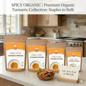 Organic Turmeric Powder from India | USDA Certified, Non-GMO | For Curries, Golden Milk Lattes & Rice | Resealable Kraft Pouch image 3