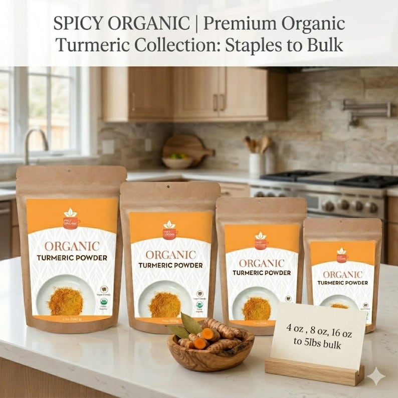 Organic Turmeric Powder from India | USDA Certified, Non-GMO | For Curries, Golden Milk Lattes & Rice | Resealable Kraft Pouch image 3
