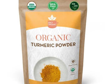 Organic Turmeric Powder from India | USDA Certified, Non-GMO | For Curries, Golden Milk Lattes & Rice | Resealable Kraft Pouch