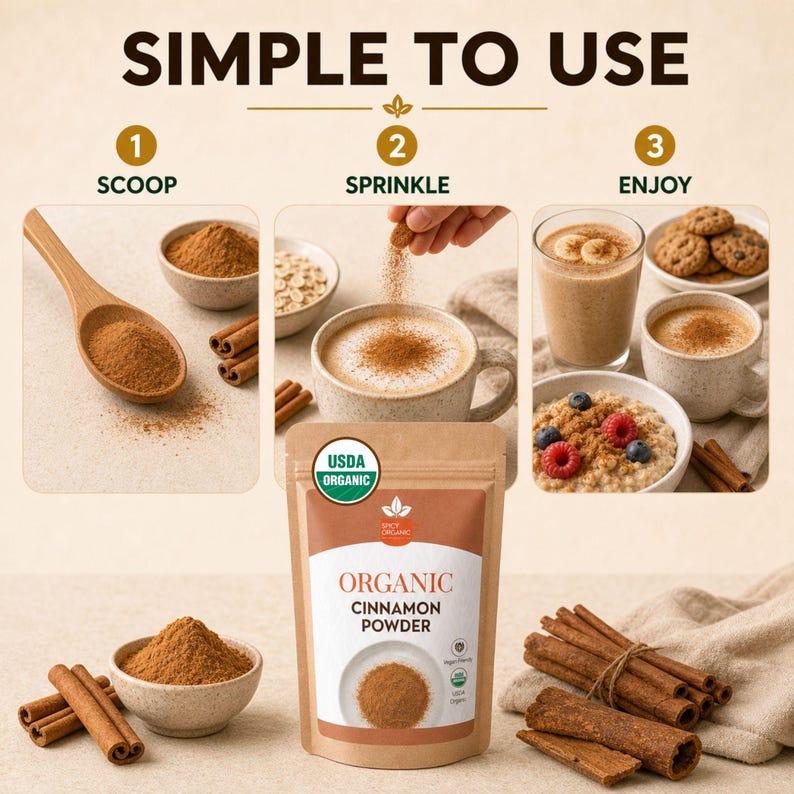 Bio-Zimtpulver aus Indien | Frisch gemahlener Zimt, USDA-zertifiziert, gentechnikfrei | Zum Backen, für Haferflocken, Kaffee und Currys | Beutel Bild 6
