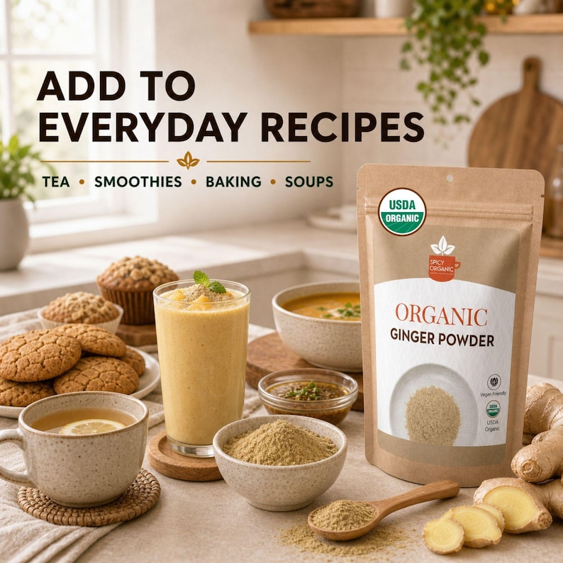 Organic Ginger Powder from India | Ground Adrak, USDA Certified, Non-GMO | For Baking, Chai, Curries & Stir-Fries | Kraft Pouch image 5