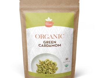 Organic Green Cardamom Pods from India | Whole, USDA Certified, Non-GMO | For Chai, Curries, Baking & Biryani | Resealable Kraft Pouch