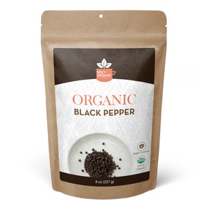 Organic Black Peppercorns - Elevate Your Dishes with a Burst of Flavor and Heat - Ideal for Seasoning Meats and Vegetables