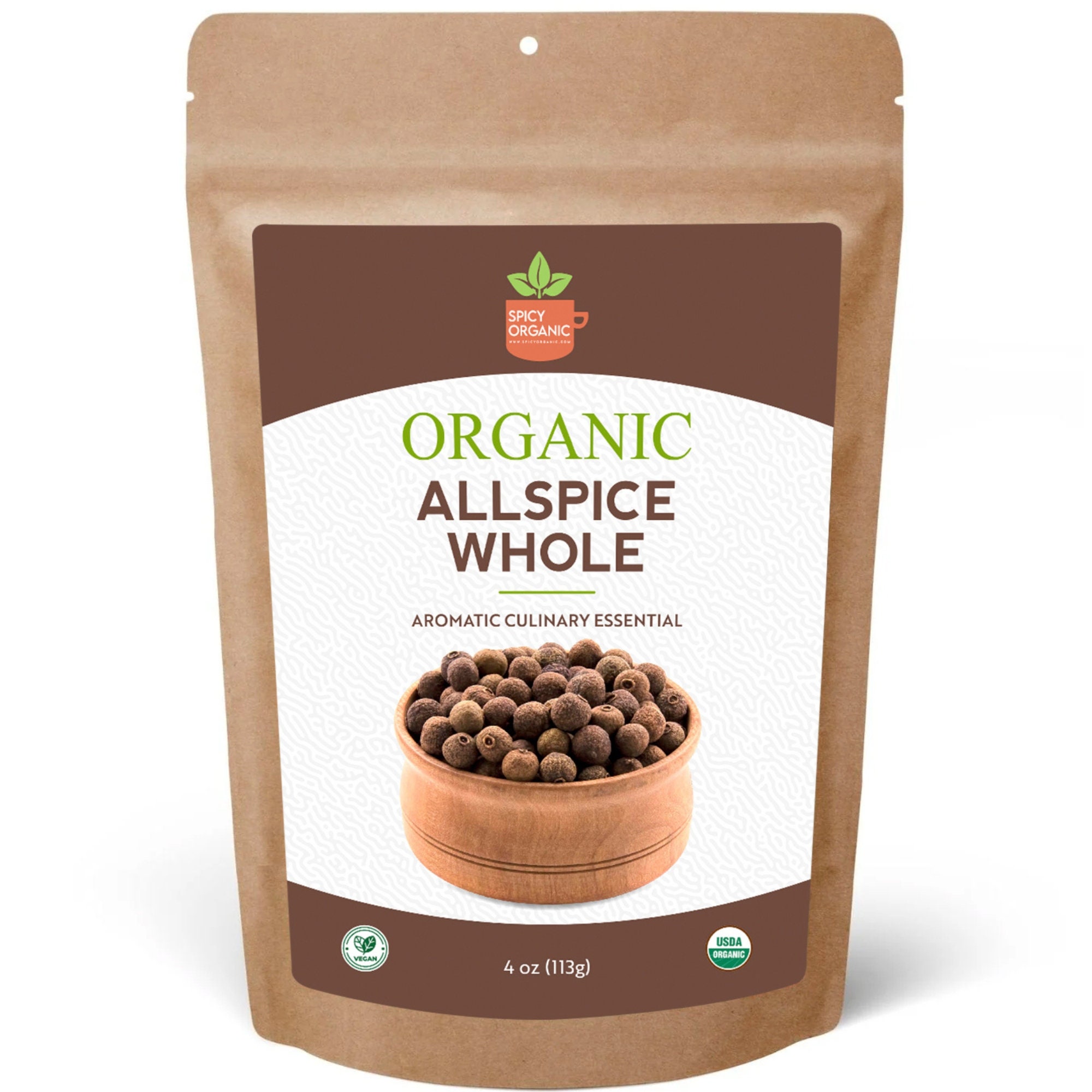 Organic Allspice Whole Berries - Certified USDA Organic - All-Natural Jamaican Pimenta dioica Spice for Cooking, and Baking.