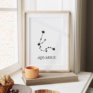Aquarius Print, Aquarius Gift, Star Sign Print, Constellation Print, Constellation Gift, Gifts for her, Zodiac Print, Zodiac Gifts