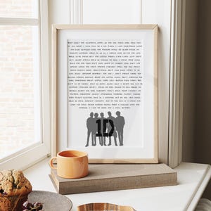 One Direction 15 Year Anniversary, 1D print, 1D 15 Years, One Direction lyrics, 1D lyrics, One Direction Merch, Gifts for her, Gifts for me