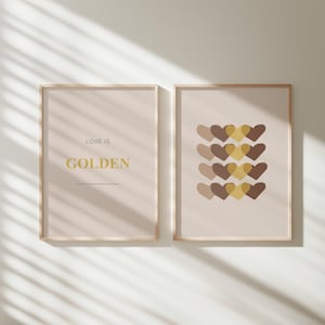 L'amore è d'oro, set di 2 stampe, set di stampe positive, arte murale positiva, due stampe motivazionali, stampe motivazionali, regali per lei