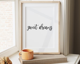 Sweet Dreams, Sweet Dreams Sign, Bedroom Decor, Bedroom Print, Over the Bed, Home Decor, Relaxing Print, Minimal Print, Simple Gifts