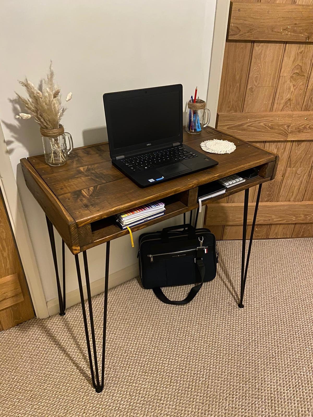 Handmade Reclaimed Wood Writing Desk with Hairpin Legs and Etsy