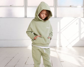 Unisex Hoodie Kids Sweatshirt  for boys girls, cotton Hoodie , boys and girls pullover, oversized ,Kids Sweatshirt cotton olive