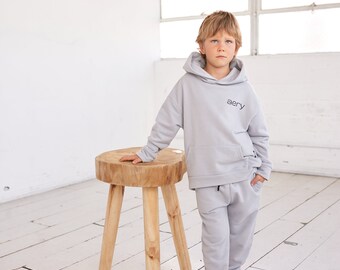 2pcs Set Hoodie and Pants for Kids, Sweatshirt and pants gray hoodie , jogger , unisex cotton hoodie , children's clothing