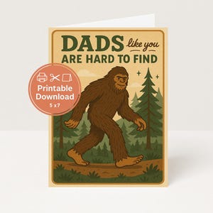 Bigfoot Sasquatch Yeti Vatertagskarte | Lustige Geburtstagskarte für Papa | Väter wie Du sind schwer zu finden | Abenteuerlustig im Freien Camping Dad