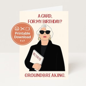 Tarjeta de El Diablo Viste a la Moda / Miranda Priestly / Tarjeta divertida para una amiga / Tarjeta de cumpleaños para ella / Innovadora / Cultura pop de los años 2000