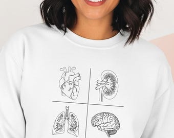 Felpa girocollo con organi anatomici / Regalo per studenti di assistenza sanitaria