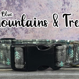 Blue Mountains & Trees-halsband | Handgemaakt katoen, verstelbaar