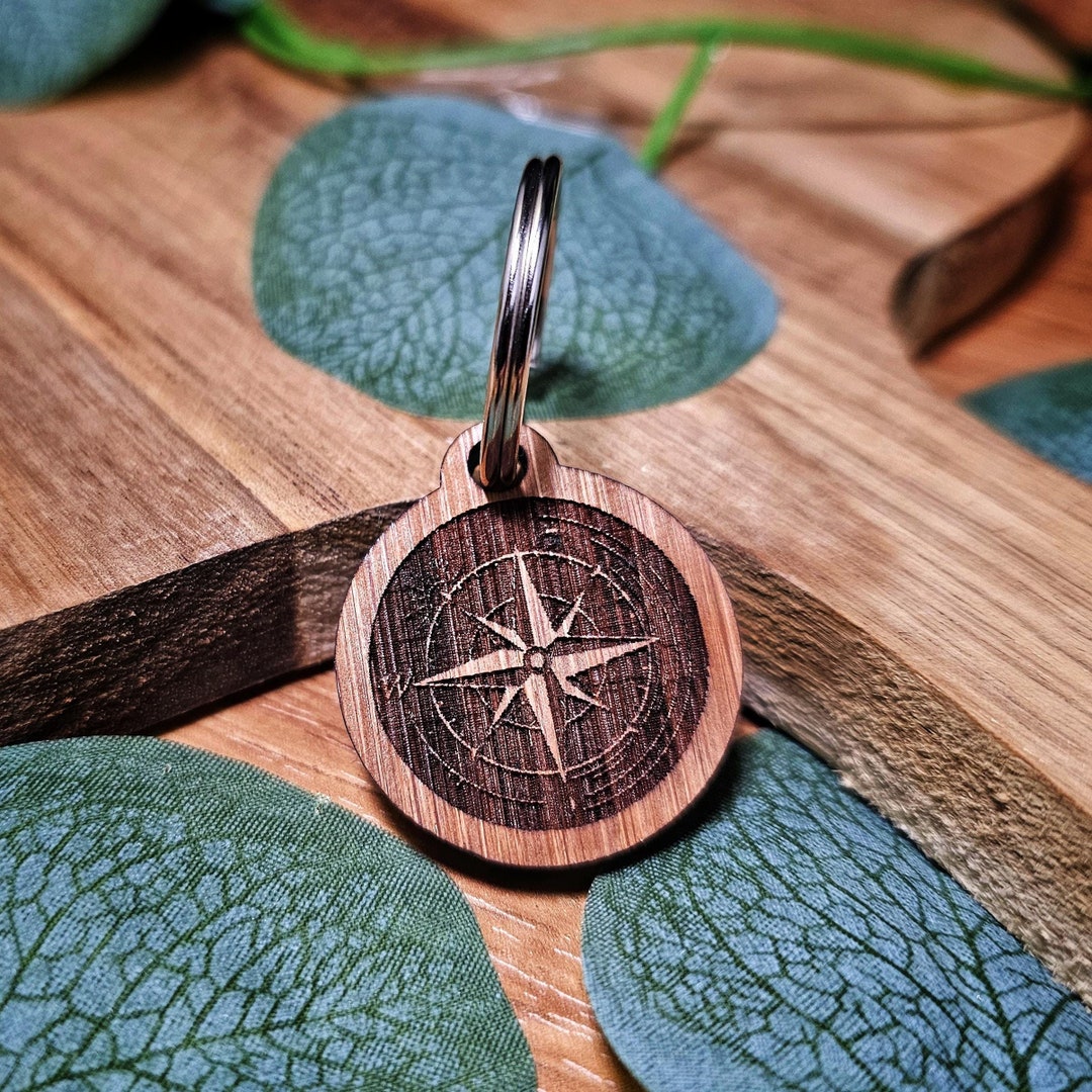 Compass Dog Tag - Personalised - ID Tag - Pet Name - Engraved - Keyring ...