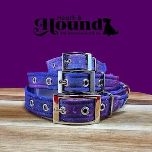 Collare per cani Purple Galaxy / Regolabile / Fibbia in metallo / Rilascio laterale in plastica / Cucciolo