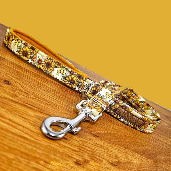 Herbst-Hundeleine Mit Sonnenblumenmuster – Robuste Baumwollleine Für Kleine, Mittlere & Große Hunde, 150 Cm, Mit Karabiner