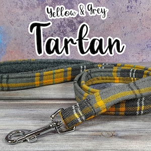 Yellow & Grey Tartan Dog Lead | Leash | Walking Accessory